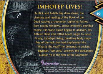 2001 Inkworks The Mummy Returns #19 Imhotep Lives! Back