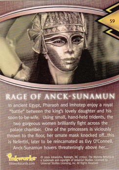 2001 Inkworks The Mummy Returns #59 Rage of Anck-Sunamun Back
