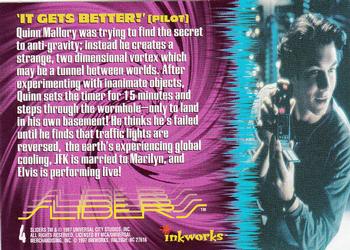 1997 Inkworks Sliders #4 'It Gets Better!' Back
