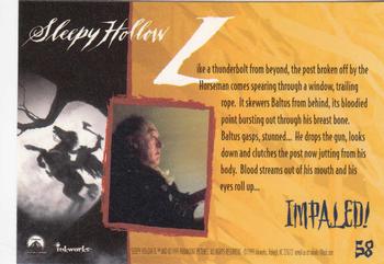 1999 Inkworks Sleepy Hollow #58 Impaled! Back