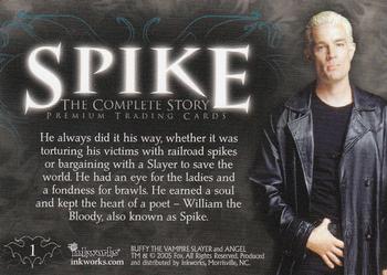 2005 Inkworks Spike the Complete Story #1 Spike: The Complete Story (Title Card) Back