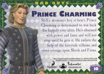 2007 Inkworks Shrek the Third #10 Prince Charming Back