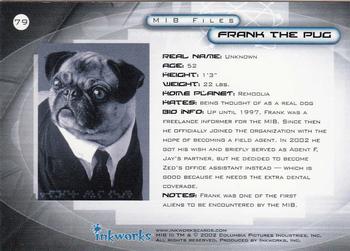 2002 Inkworks Men in Black II #79 Frank the Pug Back