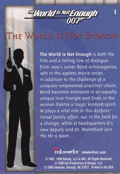 1999 Inkworks James Bond The World Is Not Enough #1 The World Is Not Enough Back