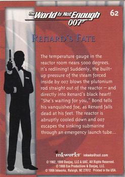 1999 Inkworks James Bond The World Is Not Enough #62 Renard's Fate Back