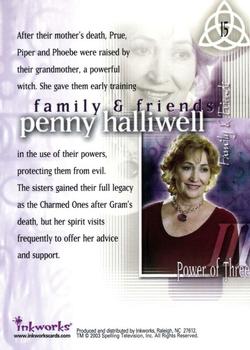 2003 Inkworks Charmed Power of Three #15 Penny Halliwell Back