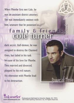 2003 Inkworks Charmed Power of Three #17 Cole Turner Back
