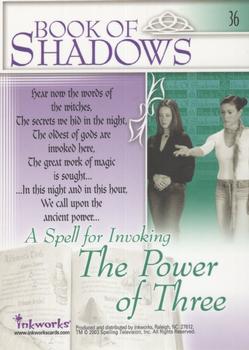 2003 Inkworks Charmed Power of Three #36 A Spell for Invoking The Power of Three Back