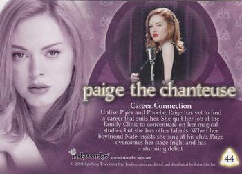 2004 Inkworks Charmed Connections #44 Paige The Chanteuse: Career Connection Back