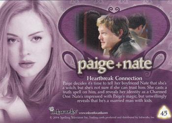 2004 Inkworks Charmed Connections #45 Paige + Nate: Heartbreak Connection Back