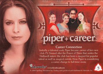 2004 Inkworks Charmed Connections #5 Piper + Career: Career Connection Back