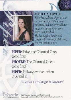 2005 Inkworks Charmed Conversations #2 Piper Halliwell Back