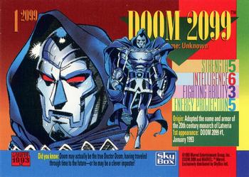 1993 SkyBox Marvel Universe - Red Foil 2099 #1 Doom 2099 Back