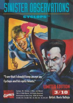 1995 Fleer Ultra X-Men - Sinister Observations #3 Cyclops Back
