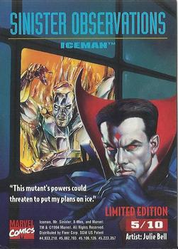 1995 Fleer Ultra X-Men - Sinister Observations #5 Iceman Back