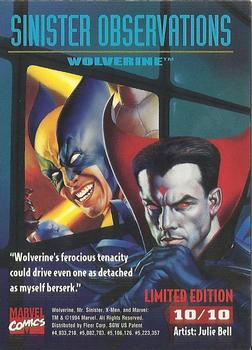 1995 Fleer Ultra X-Men - Sinister Observations #10 Wolverine Back