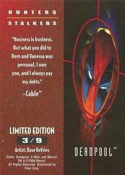 1995 Fleer Ultra X-Men - Hunters & Stalkers Rainbow #3 Deadpool Back