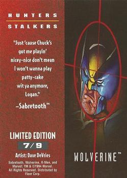 1995 Fleer Ultra X-Men - Hunters & Stalkers Rainbow #7 Wolverine Back
