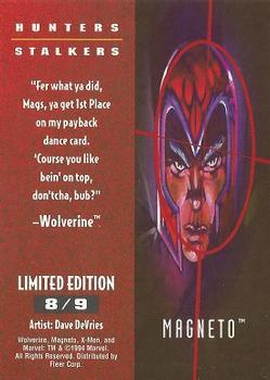 1995 Fleer Ultra X-Men - Hunters & Stalkers Rainbow #8 Magneto Back