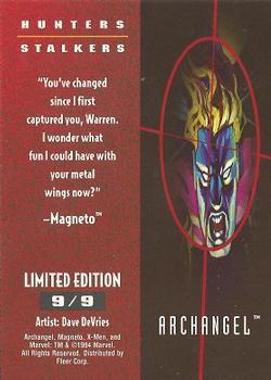 1995 Fleer Ultra X-Men - Hunters & Stalkers Rainbow #9 Archangel Back