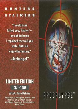 1995 Fleer Ultra X-Men - Hunters & Stalkers Silver #1 Apocalypse Back