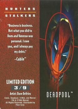 1995 Fleer Ultra X-Men - Hunters & Stalkers Silver #3 Deadpool Back