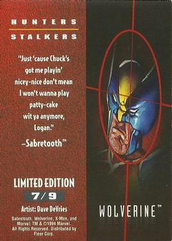 1995 Fleer Ultra X-Men - Hunters & Stalkers Silver #7 Wolverine Back