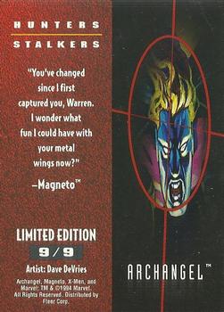 1995 Fleer Ultra X-Men - Hunters & Stalkers Silver #9 Archangel Back