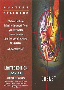 1995 Fleer Ultra X-Men - Hunters & Stalkers Gold #2 Cable Back