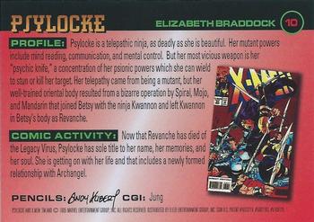 1995 Ultra X-Men Chromium - Gold Signature #10 Psylocke Back