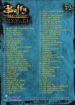 1998 Inkworks Buffy the Vampire Slayer Season 1 #72 Checklist Back