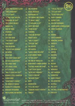 1999 Inkworks Buffy the Vampire Slayer Season 2 #90 Checklist Back