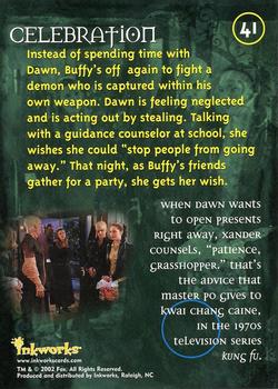 2002 Inkworks Buffy the Vampire Slayer Season 6 #41 Celebration Back