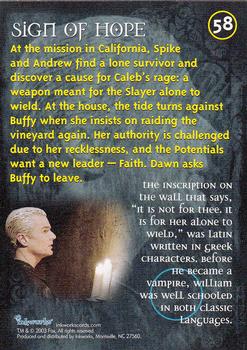 2003 Inkworks Buffy the Vampire Slayer Season 7 #58 Sign of Hope Back