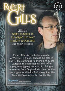 2003 Inkworks Buffy the Vampire Slayer Season 7 #71 Rupert Giles Back
