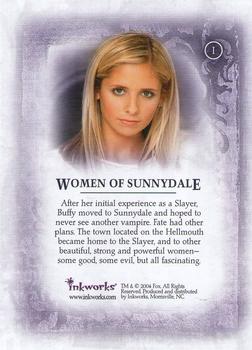 2004 Inkworks Buffy the Vampire Slayer Women of Sunnydale #1 Women of Sunnydale (Title Card) Back