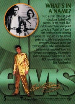 1999 Inkworks Elvis Presley Platinum #5 What's In a Name? Back