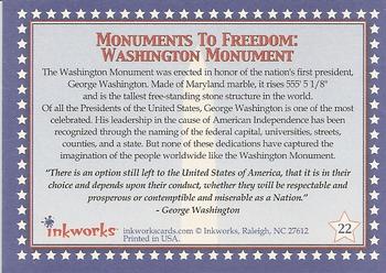 2001 Inkworks American Pride #22 Washington Monument Back