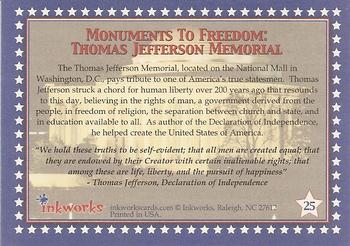 2001 Inkworks American Pride #25 Thomas Jefferson Memorial Back