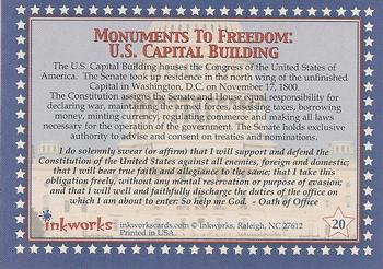 2001 Inkworks American Pride #20 U.S. Capital Building Back