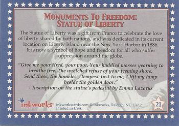 2001 Inkworks American Pride #21 Statue of Liberty Back