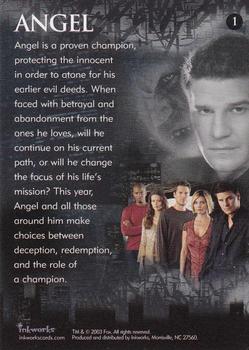 2003 Inkworks Angel Season 4 #1 Angel Title Card Back