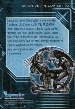 2004 Inkworks Alien vs. Predator #1 Title Card Back