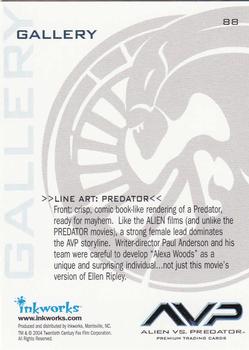 2004 Inkworks Alien vs. Predator #88 Line Art:  Predator Back