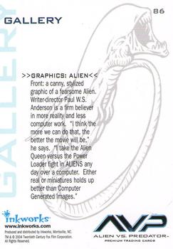 2004 Inkworks Alien vs. Predator #86 Graphics:  Alien Back
