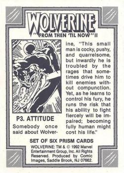 1992 Comic Images Wolverine From Then 'Til Now II - Prism #P3 Attitude Back