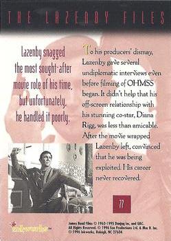 1996-97 Inkworks James Bond Connoisseur's Collection #77 The Lazenby Files Back