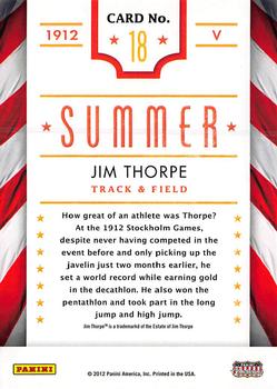 2012 Panini Americana Heroes & Legends - Olympics #18 Jim Thorpe Back