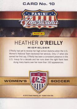 2012 Panini Americana Heroes & Legends - US Women's Soccer Team #10 Heather O'Reilly Back