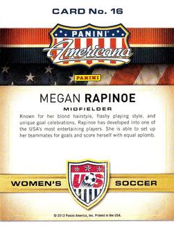 2012 Panini Americana Heroes & Legends - US Women's Soccer Team #16 Megan Rapinoe Back